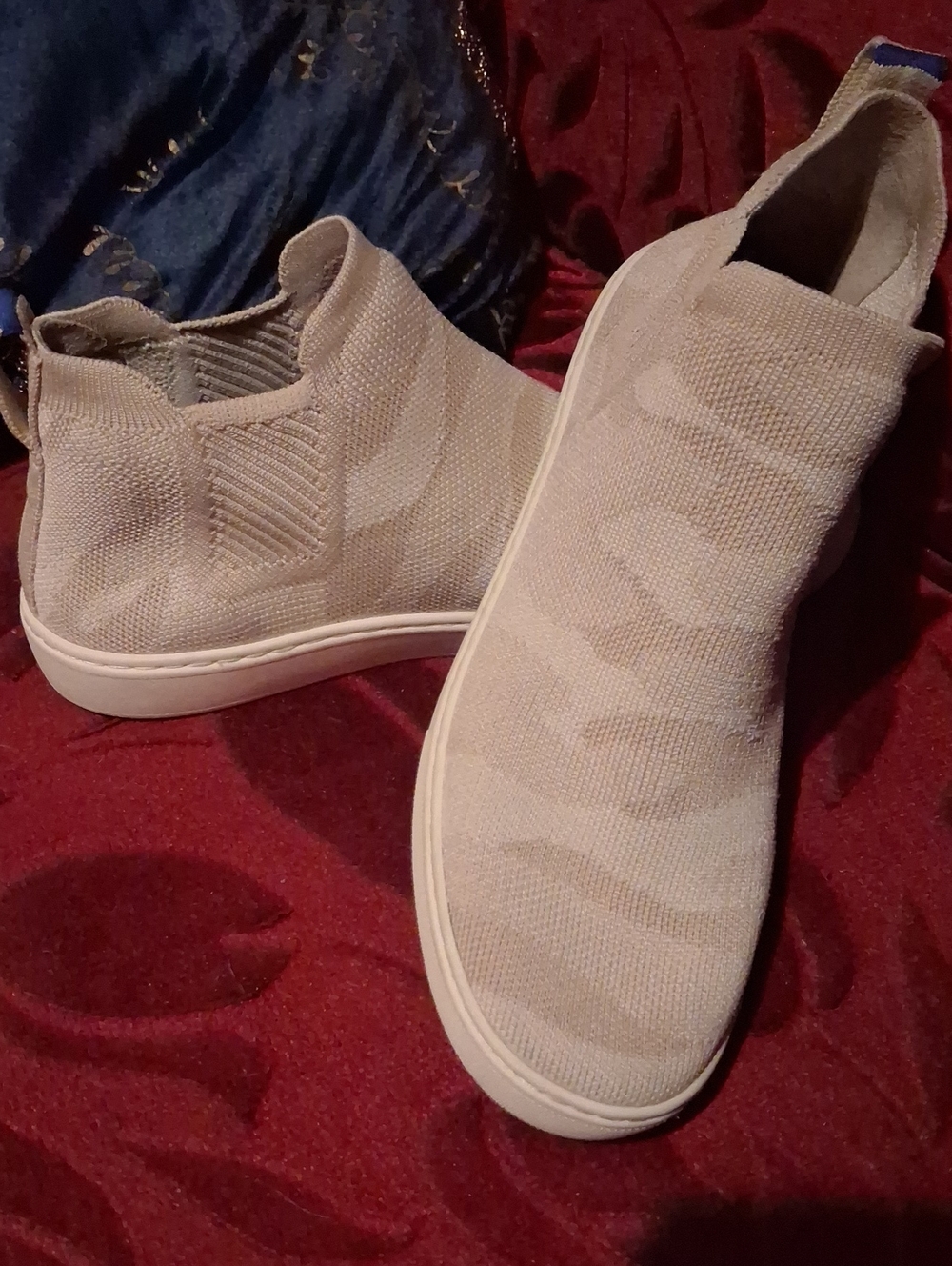 Rothy's Slip-On Knit Sneakers in Light Beige